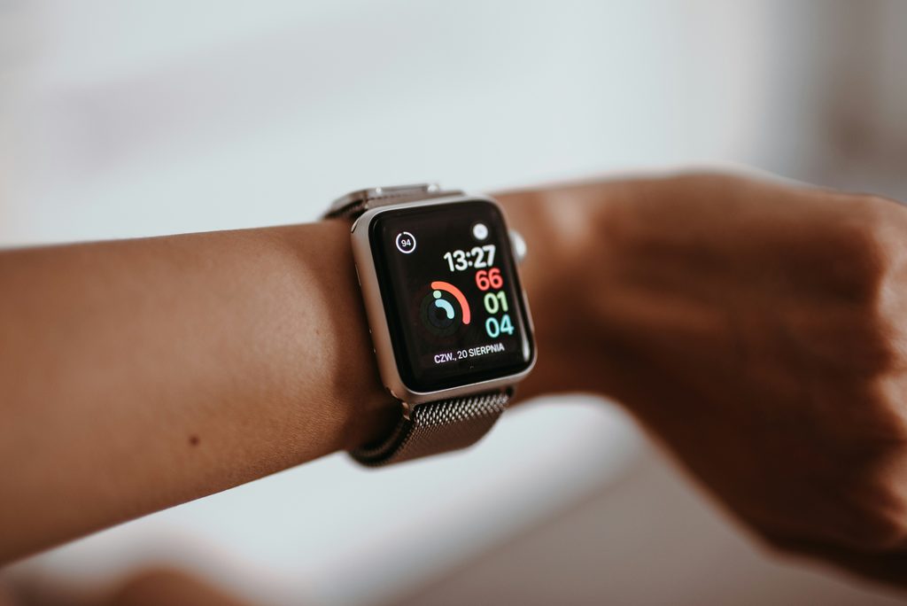 Person looking at a smart watch 
